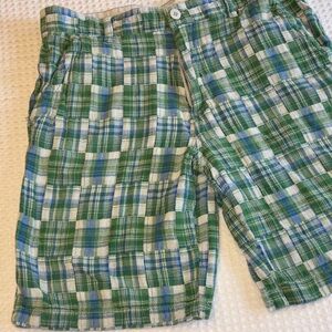 Alpine Design Size 36 Green & Blue Madras Plaid Men's Shorts Flat Front
